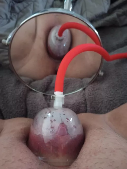 Pregnant and so HORNY! Clit pressed tight to the cup