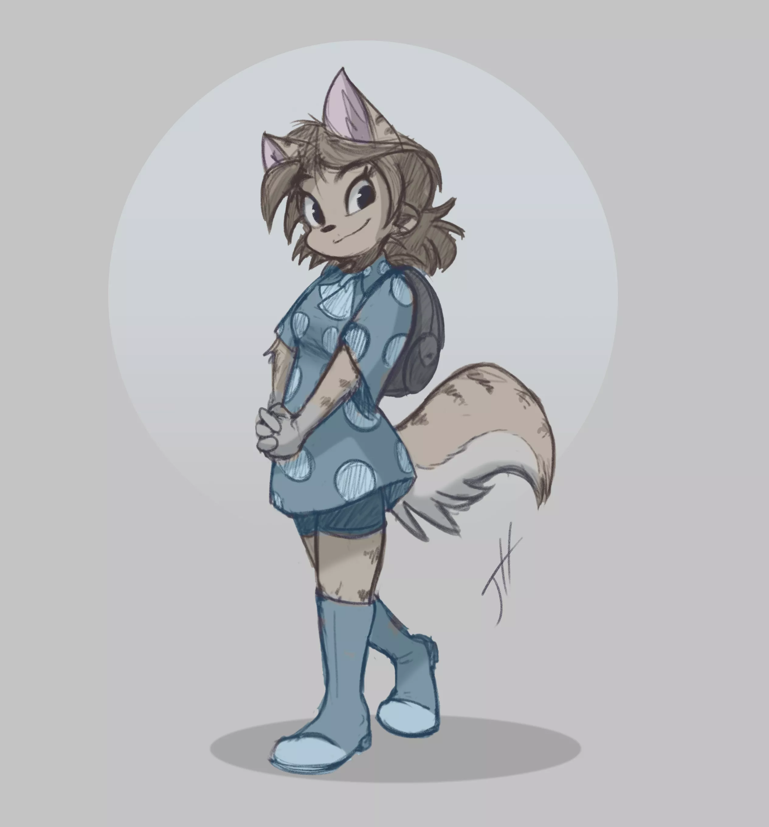 Sketched a cat school girl :3 (art by me)