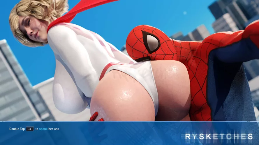 Spiderman Loves Power Girl's Fat Ass (rysketches) [DC]