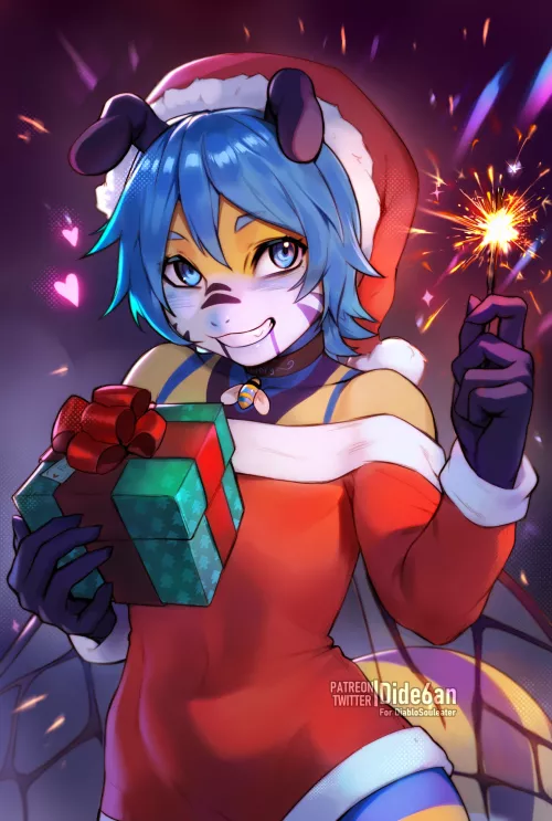 The Christmas Bee Has Come With A Gift! (Art by: DIDE6AN/eerieeyes)