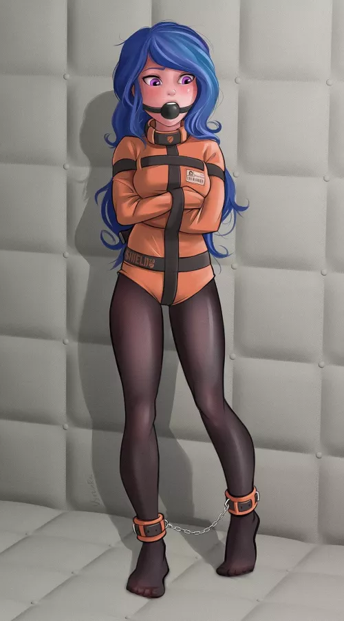 The moment that she realized that she isn’t staying here for only testing the straitjacket