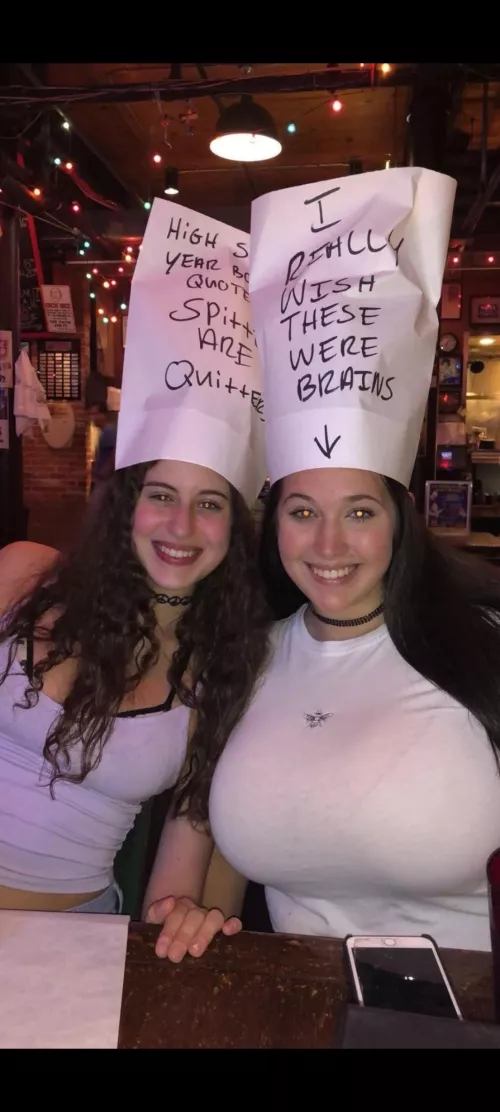 They're both bigger than her head