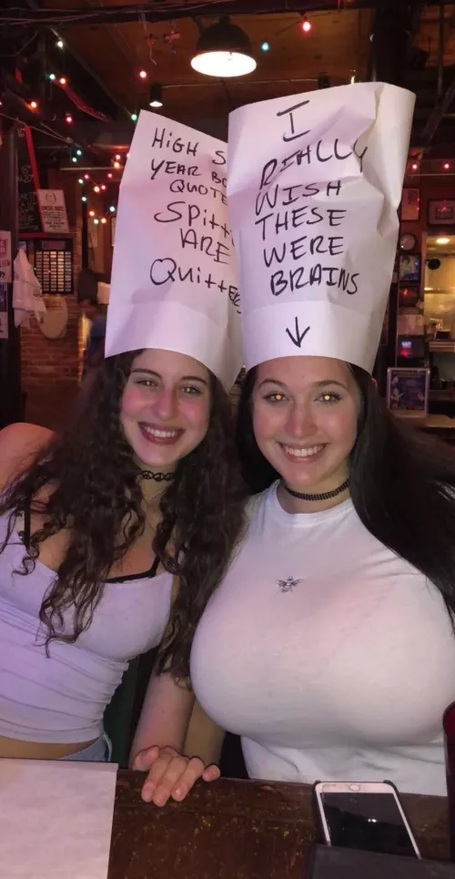 They're both bigger than her head