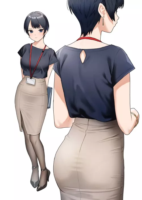 Tight skirt reveals the secretary's hidden curves