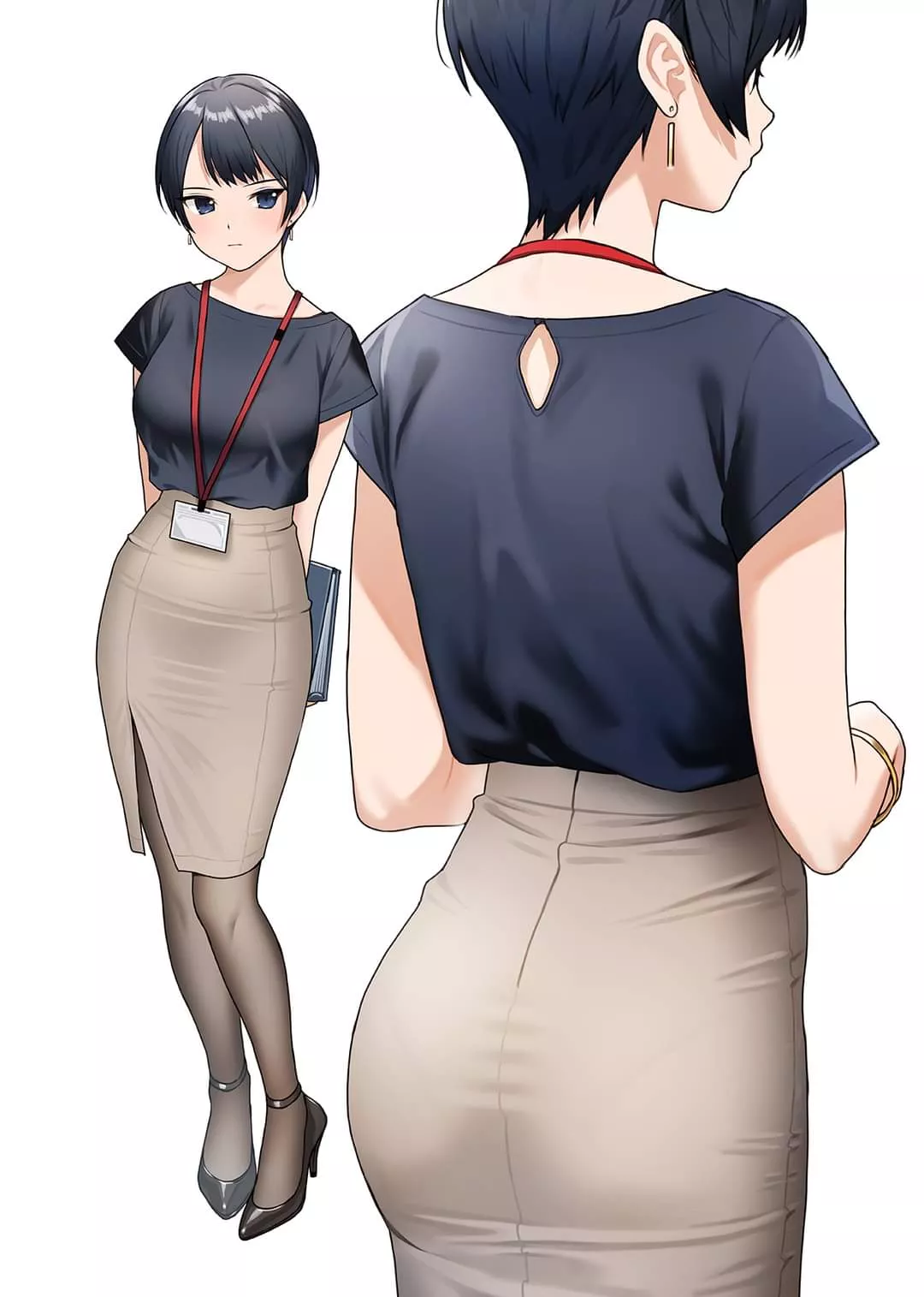 Tight skirt reveals the secretary's hidden curves