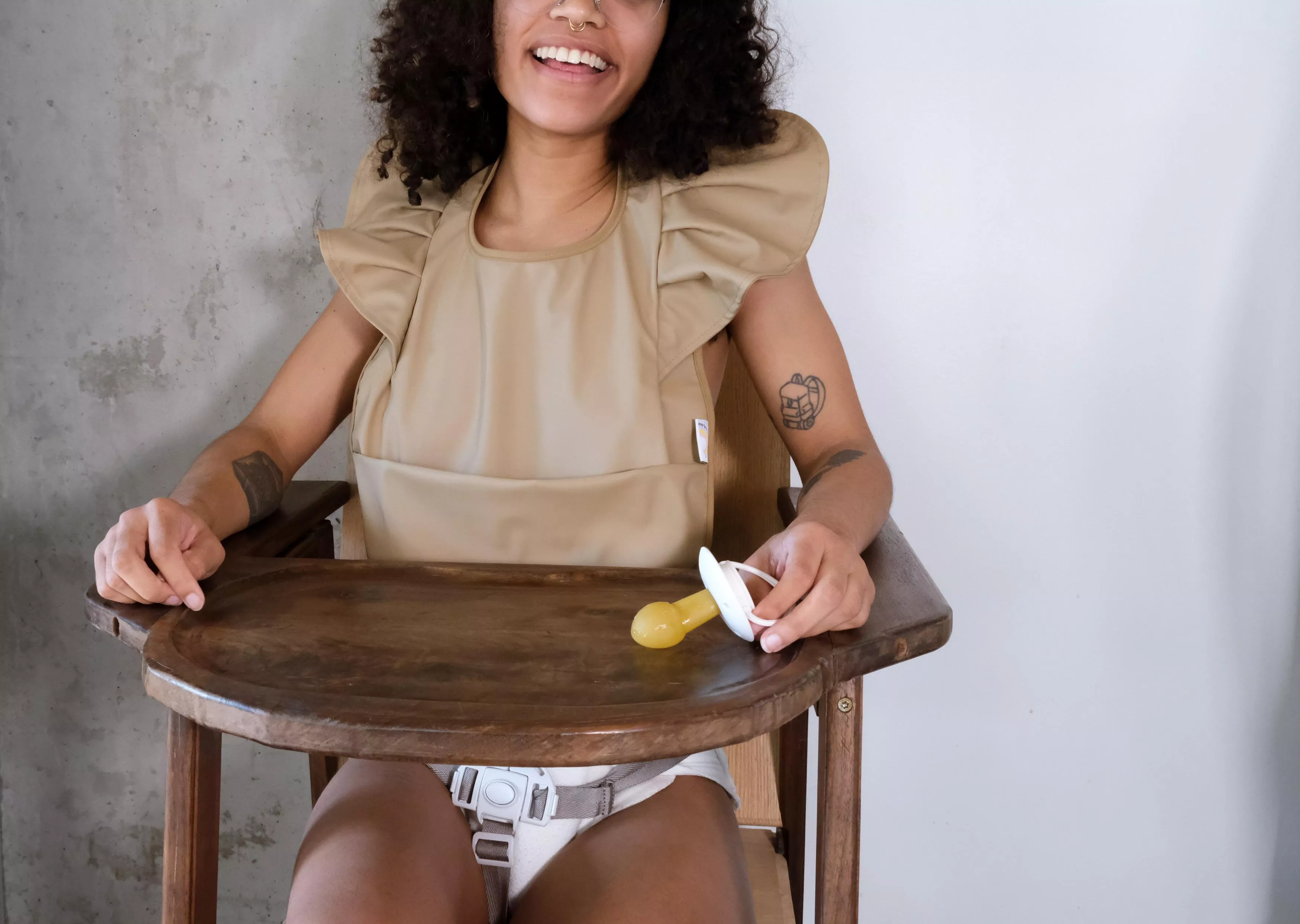 All buckled in and wearing a thick cloth diaper💕✨