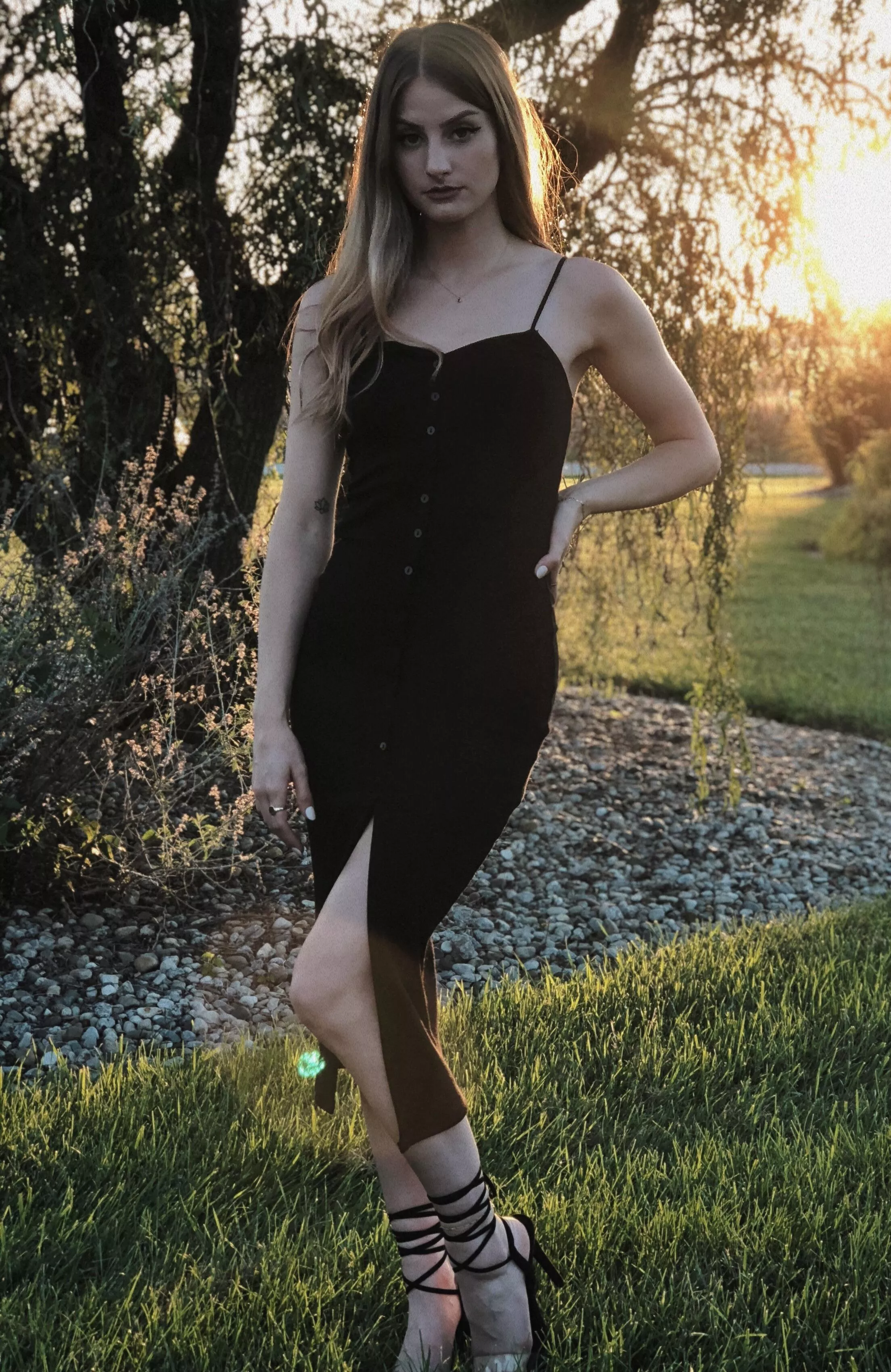Black dress backlit