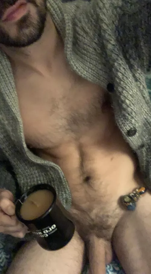 [m]orning cup of chai,little bowl and Grandpa sweater type of morning.