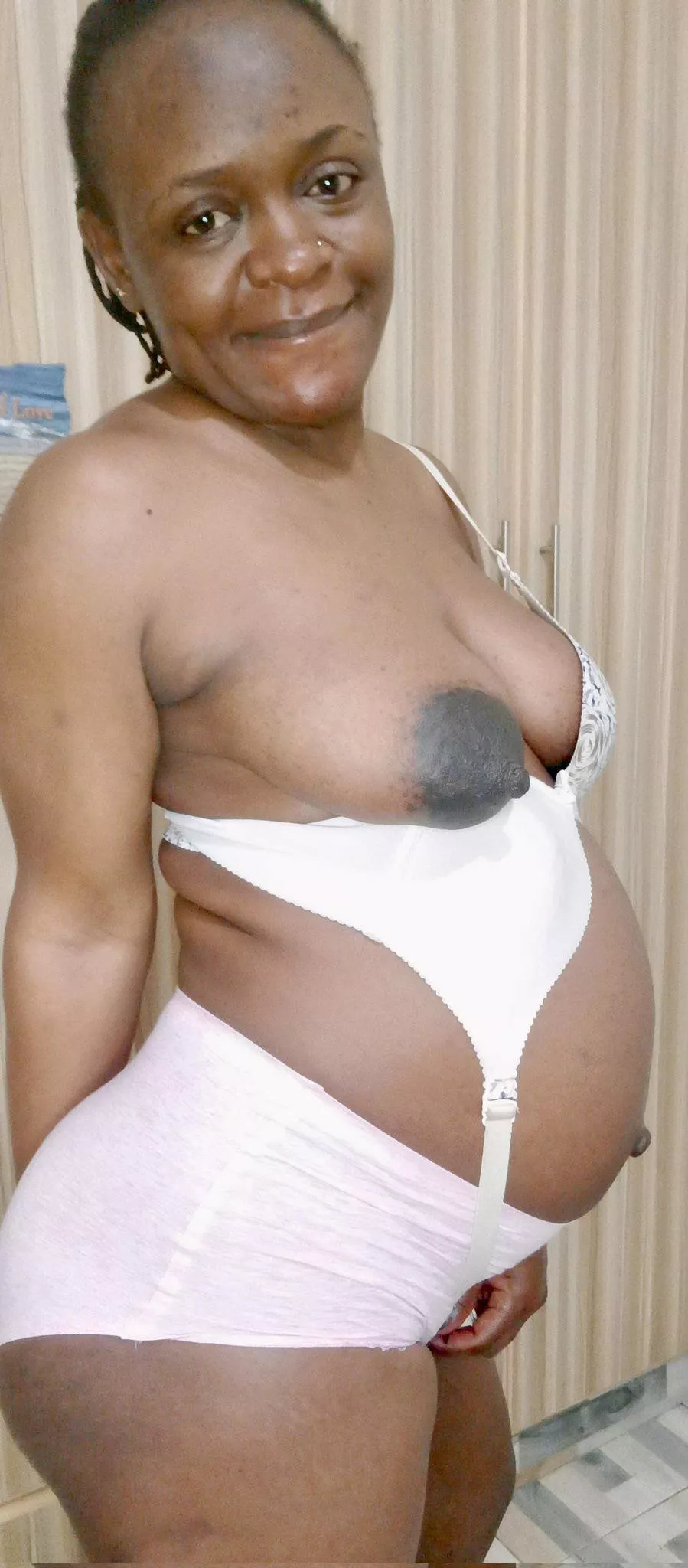 One preggo boob. But I know you want both.