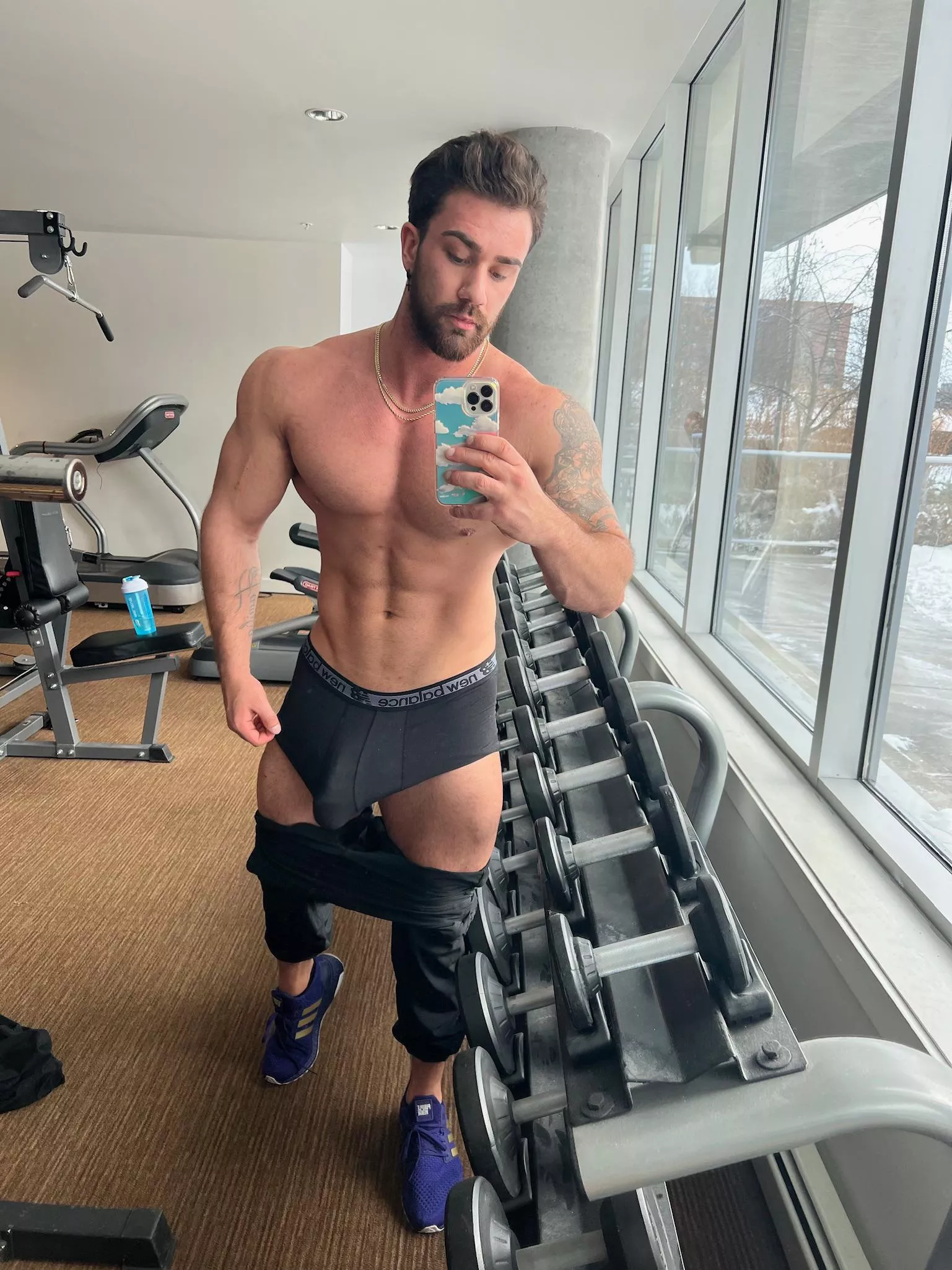 Suck me in the gym? Or are you too chicken