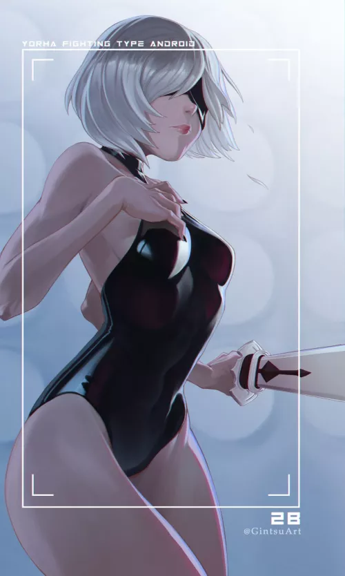 2B stunning in her latex leotard (gintsu)