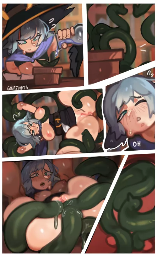 A magical mishap leads to some fun with tentacles (Nazunita)