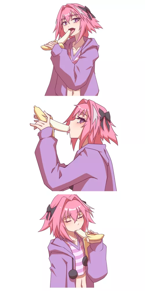 Astolfo eating a banana