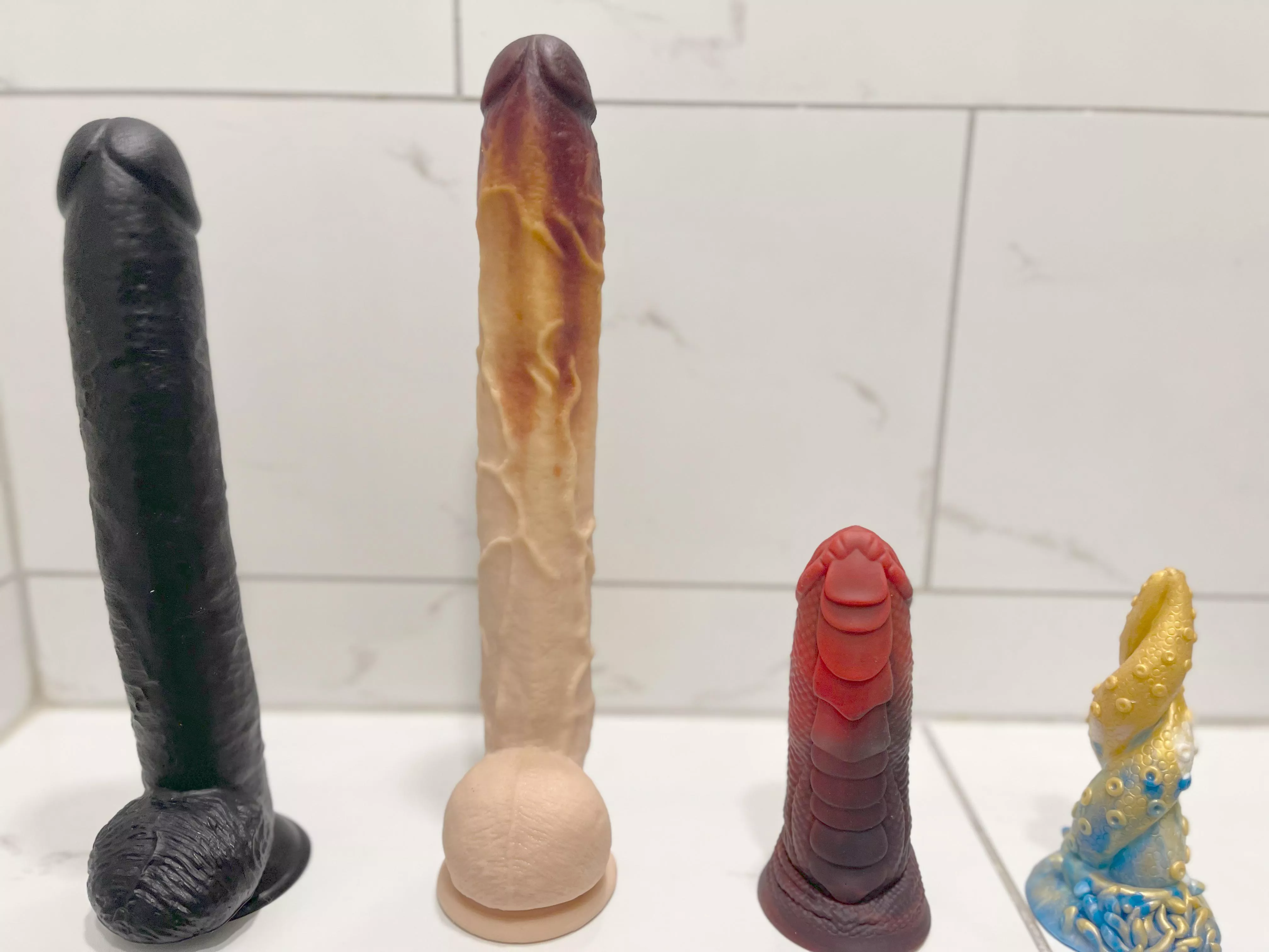 Couple new toys to play with! Shower time which one do you wanna see me play with?