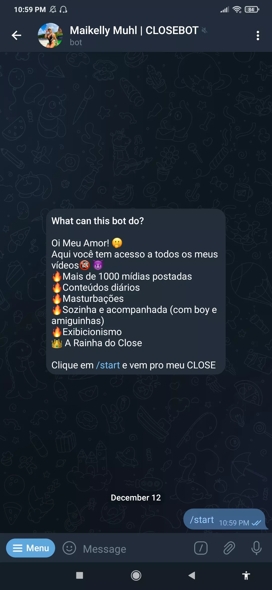 Does anybody know how to use these Telegram bots? This OF model supposedly has content available here but the thing won't do anything.