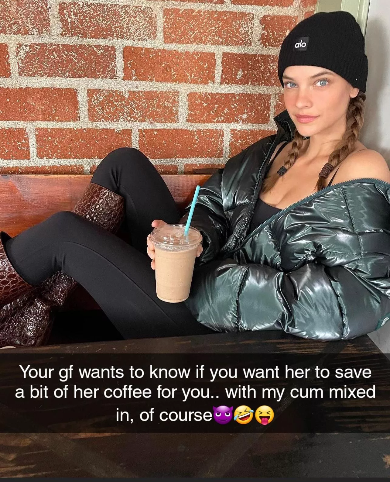 Gf on a date with her bull and wants to know if she should save a bit of her coffee mixed with his cum for you😈