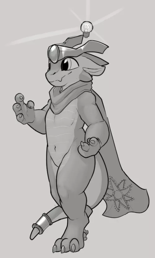 I redesigned my bf's space magician kobold sona! (@XinxaxStarbird)