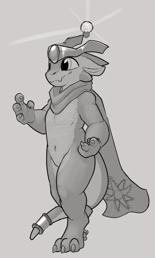 I redesigned my bf's space magician kobold sona! (@XinxaxStarbird)