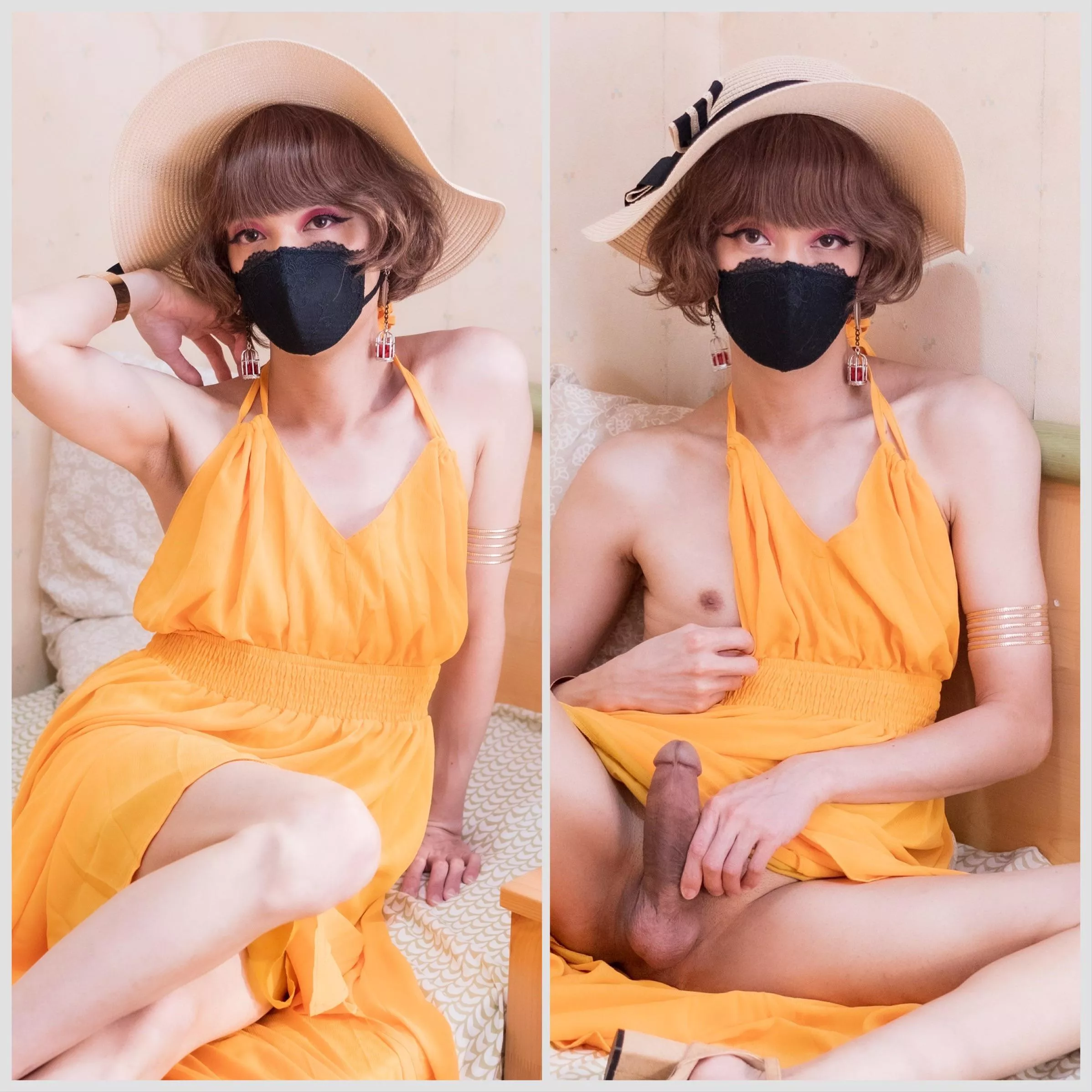 It’s a nice outfit to go on a vacation right? 👒👗💛 see what I am wearing inside? 🤭🍆👇🏻👇🏻👇🏻👇🏻👇🏻