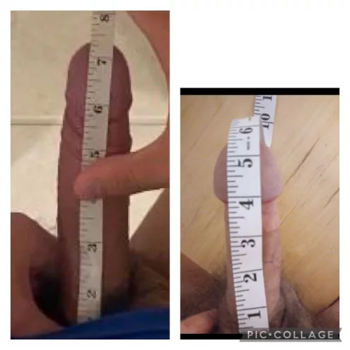 me (right, 5.5x5) vs u/cute_ad_6512 (left, 7x4.5) his bigger cock wins over my smaller cock