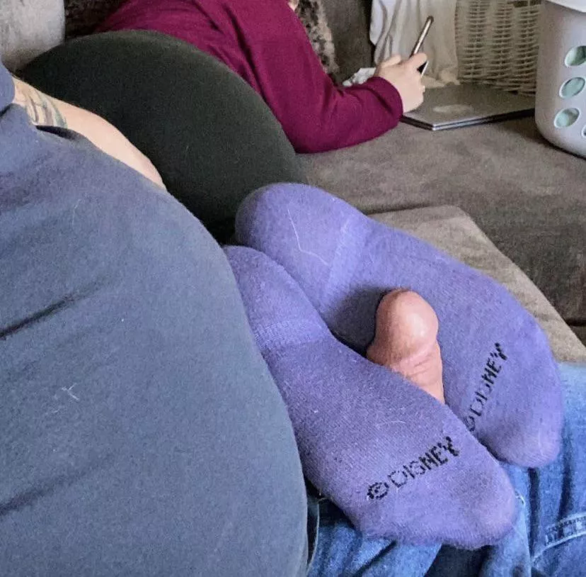 My 38yo Wife, mom of 3, teacher and Disney Fanatic using her Disney socks on me.