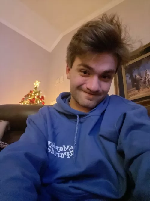 Watching The Grinch in my comfy new hoodie