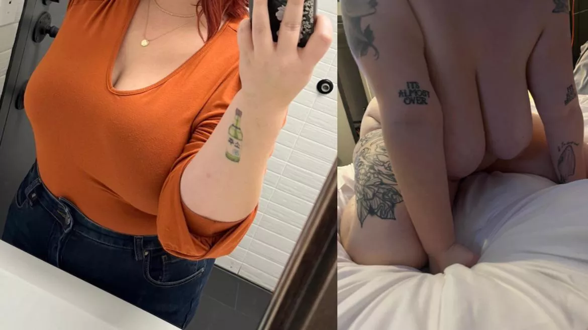 With the bra for support and without.~