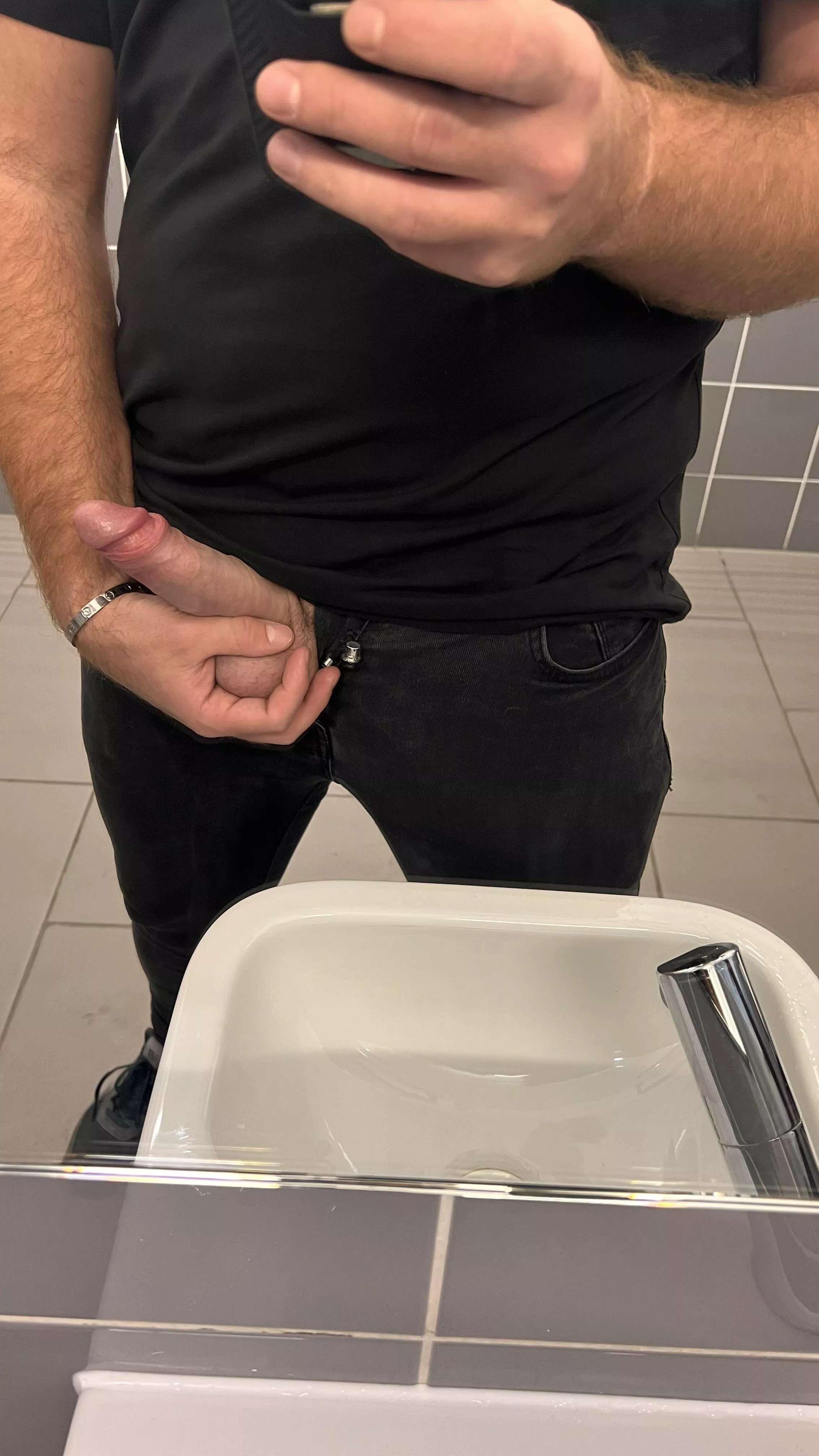 You walk in on my playing with my balls in front of the sink! What you do ?