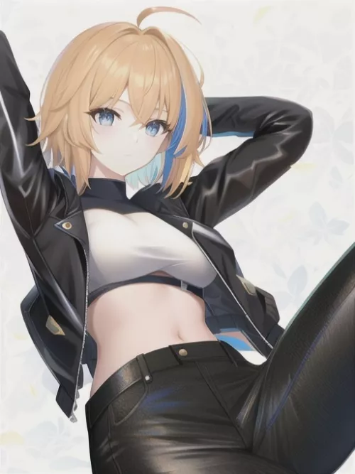 Black Leather Outfit & Midriff