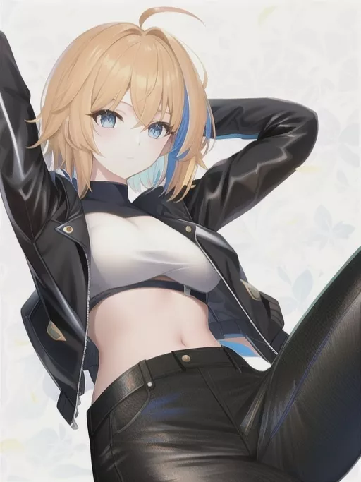 Black Leather Outfit & Midriff