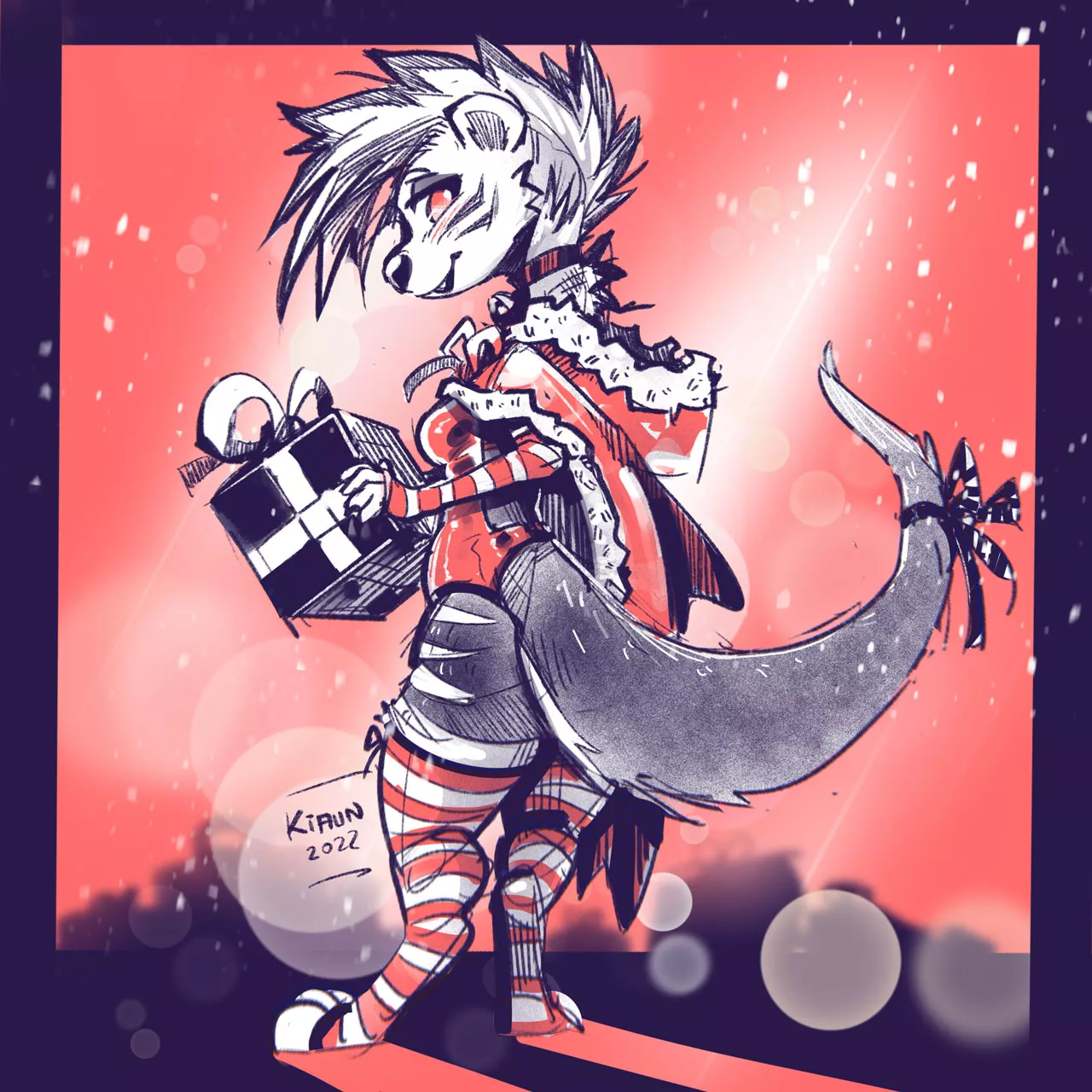 Christmas otter pinup (art by me)