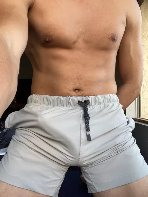 I love when my cock shows under my running shorts