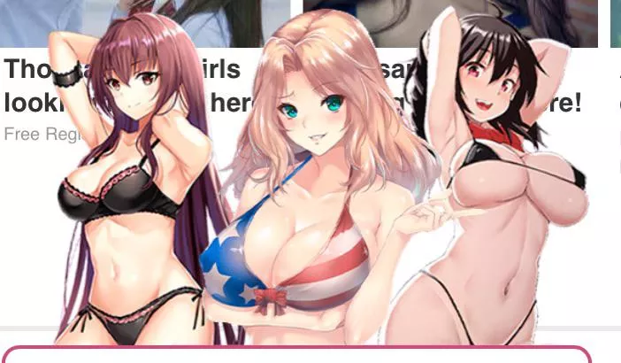 LF Color Source: 3girls, hentai ads, bikini, lingerie, blonde, black hair, green eyes, breasts, US flag