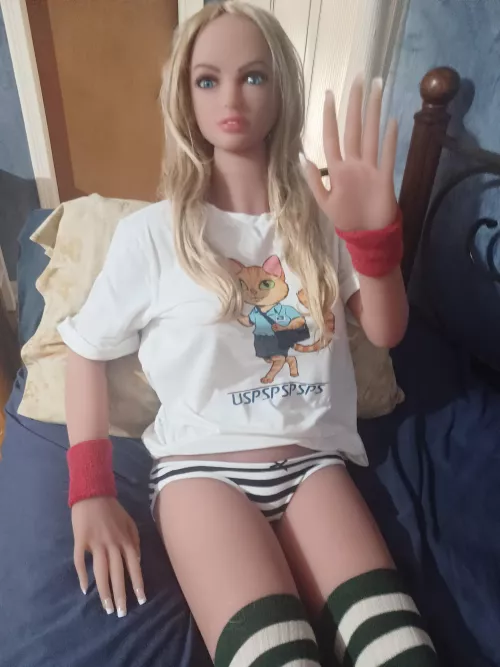 Lydia showing off her new shirt