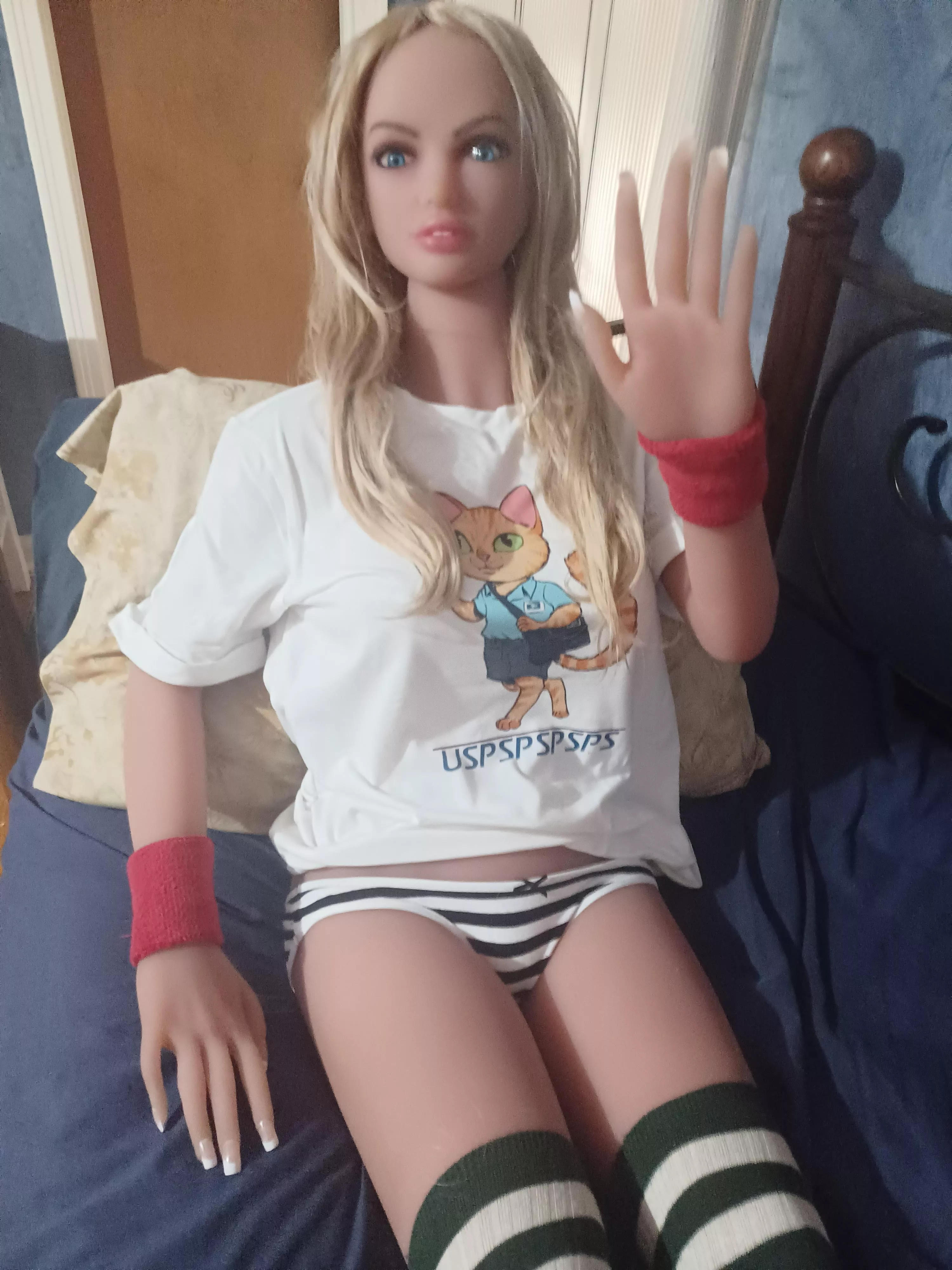 Lydia showing off her new shirt