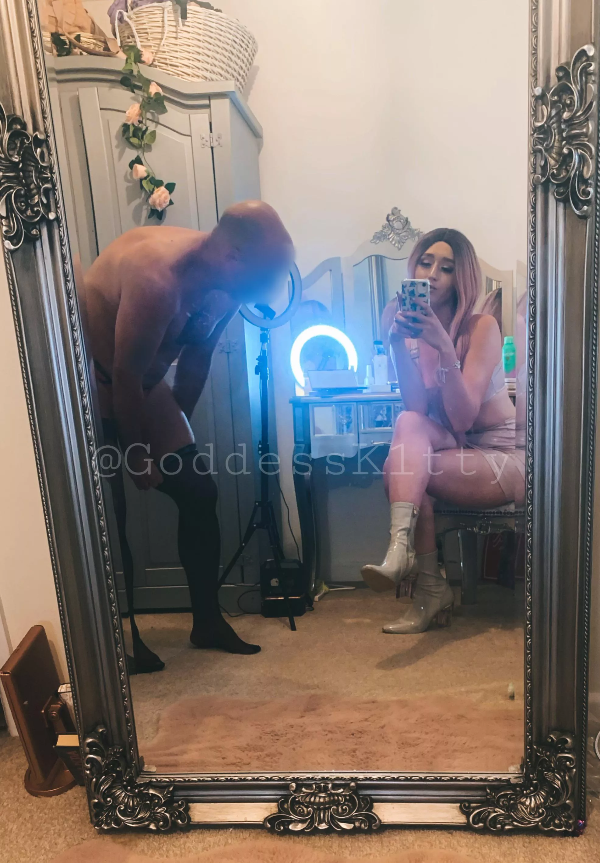 My little sissy getting her stockings on and dressing up for me! How sweet!