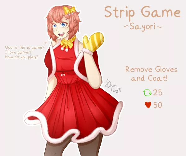 Sayori strip game #1 (onionfairylewds)