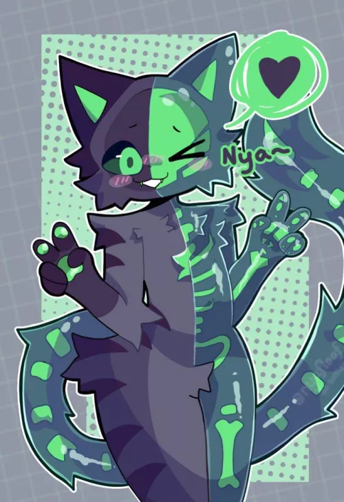 Skull kitty meow meow [@nyafloof on twitter]