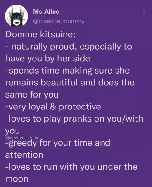 Would you date a domme kitsuine?💜✨