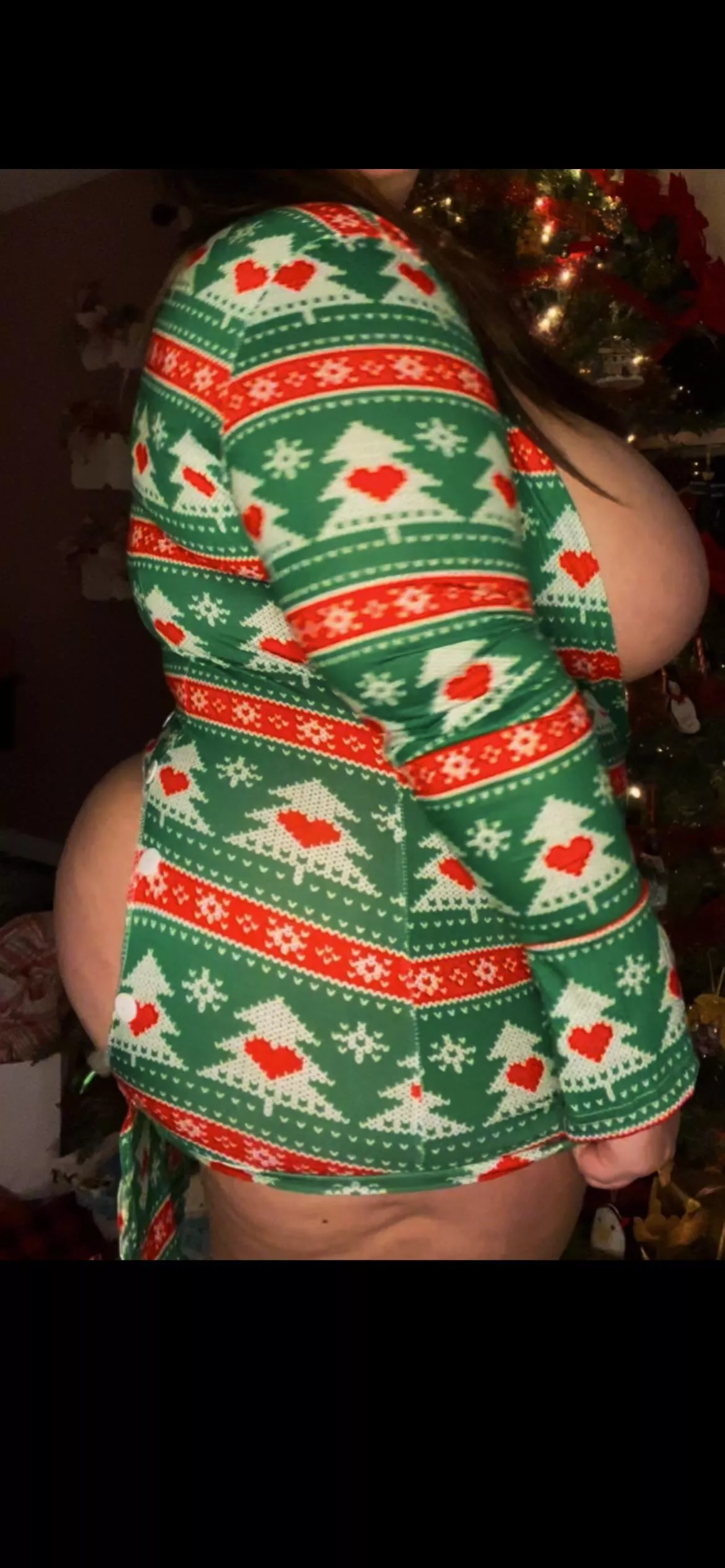 All the curves popping out in my Christmas PJs
