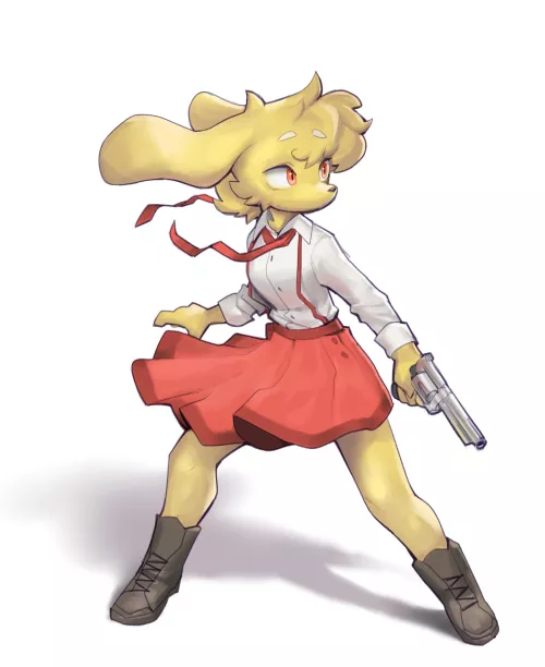 bunny with a gun / art by friend