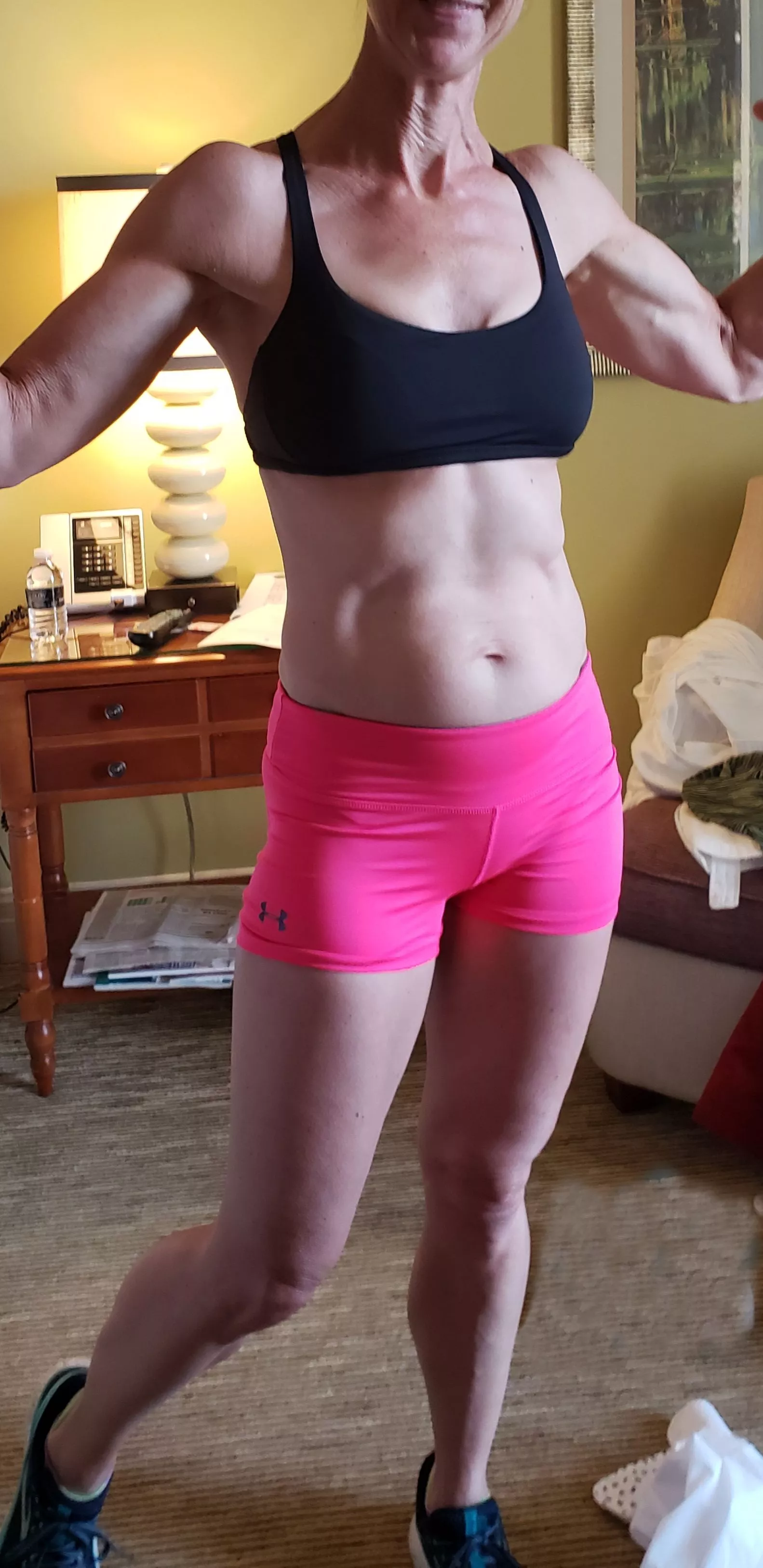 fit MILF, pink shorts ... yum