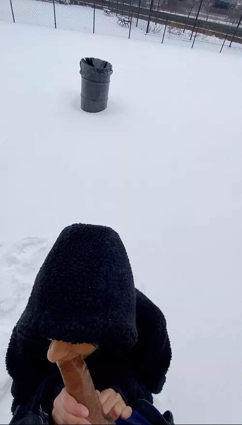 Getting my bbc sucked outside in the snow