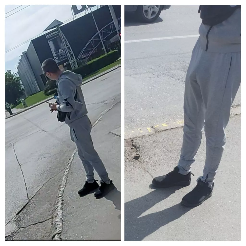 Gray sweats on the street