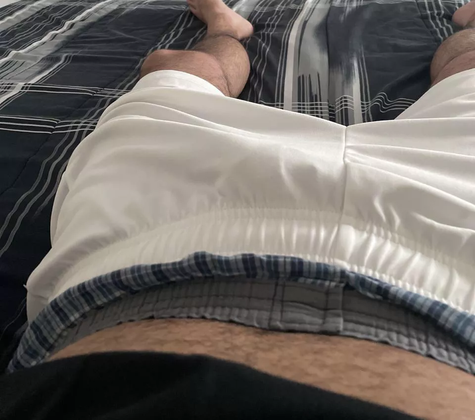 Hanes boxers. Boxers and loose white shorts always get me rock hard. Do you like seeing my boxers? 😉