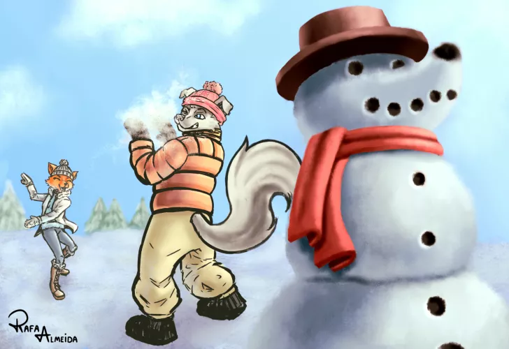 It's inevitable, always after we make our snowfurry a snowball fight happens. 😹 What do you usually do in the snow?