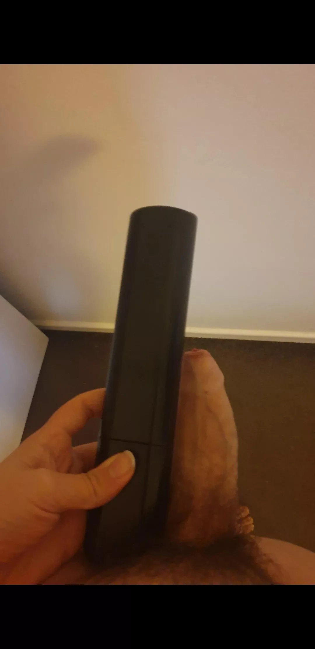 My Nearly Fully Hard Cock Next To A Remote, Anyone Wanna Compare? Loser Has To Humiliate Themselves Anyway The Winner Wants