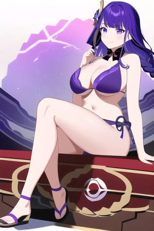 Raiden Shogun in bikini chibi [genshin impact]