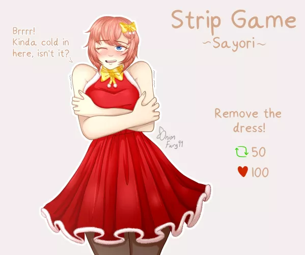 Sayori strip game #2 (onionfairylewds)