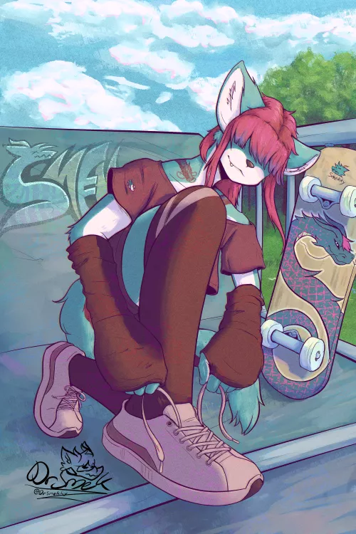 Skater kitty (art by me)